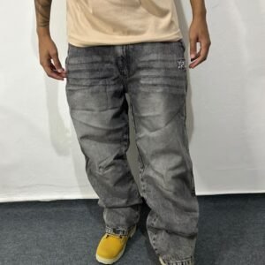 Calça Jeans Baggy Spider Cinza Estonada